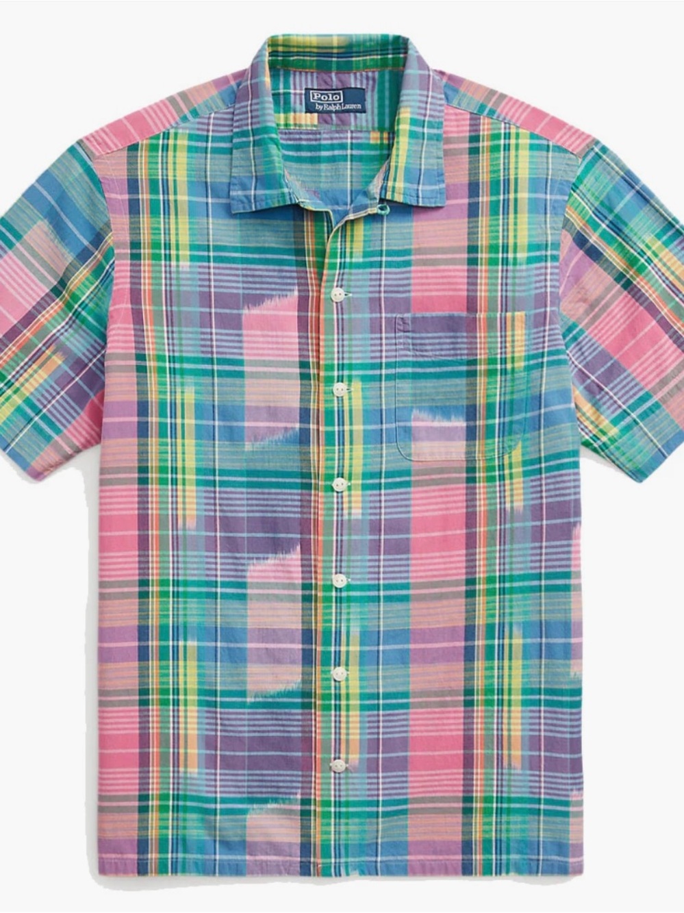 Polo Ralph Lauren Classic Fit Madras Short Sleeve Camp Button-down Shirt Size L